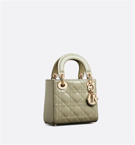 Mini Lady Dior Bag Sage Green Patent Cannage Calfskin